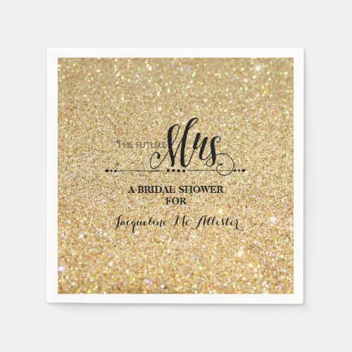 Bridal Shower Gold Glitter Future Mrs Modern Fab Paper Napkins