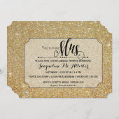 Bridal Shower Gold Glitter Future Mrs. Ticket Invitation (Front/Back)