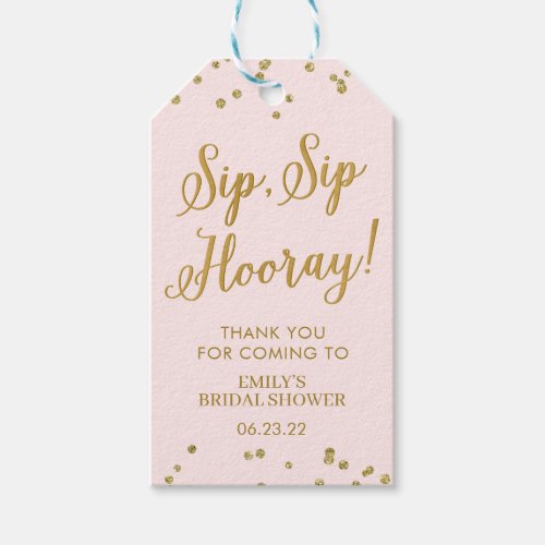 Bridal Shower Gold Glitter Wine Favor Gift Tags