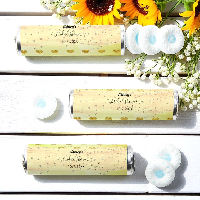 Bridal Shower Gold Hearts Yellow  Breath Savers® Mints (Creator Uploaded)
