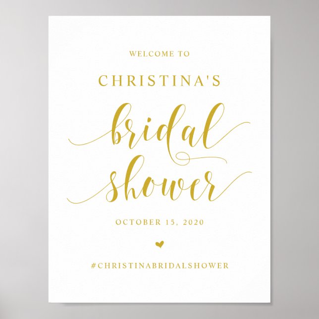 Bridal Shower, Gold Modern wedding font Poster (Front)