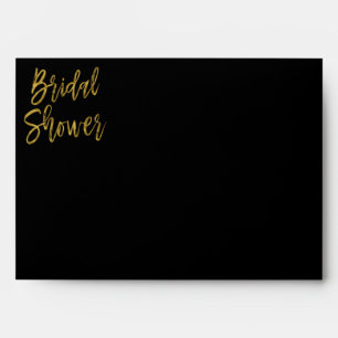 Bridal Shower Gold Return Address Printed on Back Envelope
