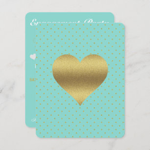 Bridal Shower Gold & Teal Blue Polka Dots Party Invitation