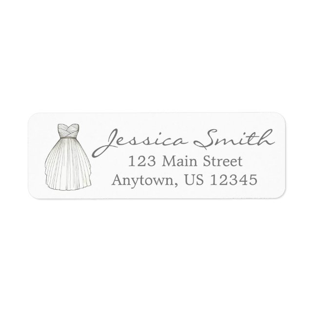 Bridal Shower Gown Bride Wedding Dress Labels (Front)