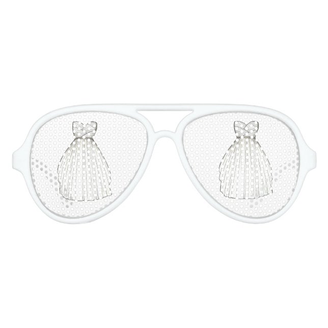 Bridal Shower Gown Bride White Wedding Dress Shade Aviator Sunglasses (Front)
