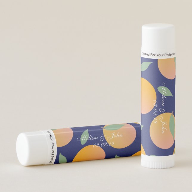 Bridal Shower Gradient Fruity Oranges Blue Lip Balm (Front)
