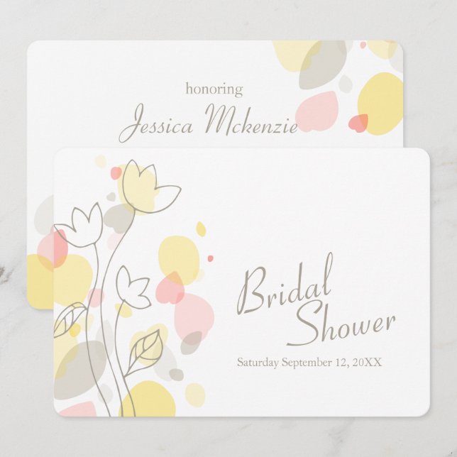 Bridal Shower graphic modern flower petals invite (Front/Back)