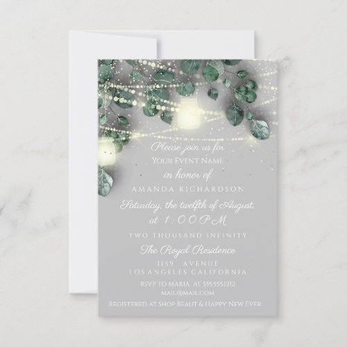 Bridal Shower  Gray Gold Confetti Mint 16th Invitation