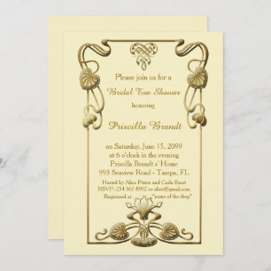 Bridal Shower, great Gatsby style, ivory & gold Invitation
