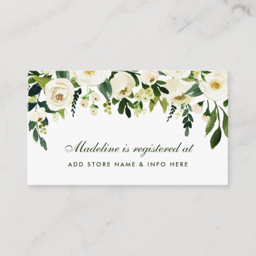 Bridal Shower Green Floral Registry Insert Card