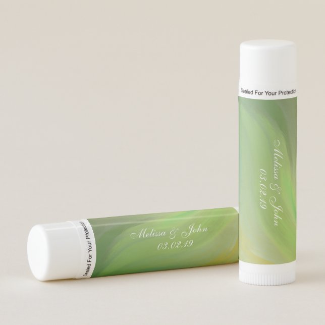 Bridal Shower Green Forest Marble Swirl Lip Balm (Front)
