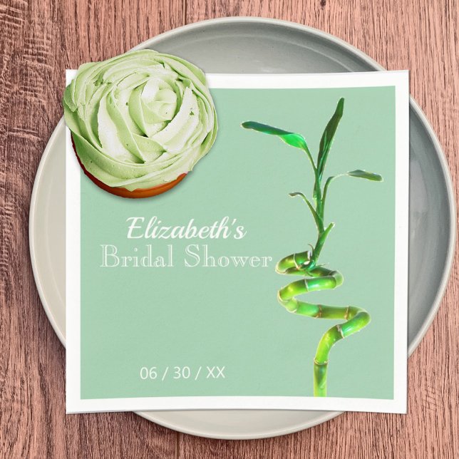 Bridal Shower Green Lucky Bamboo Pastel Custom Napkins (Creator Uploaded)