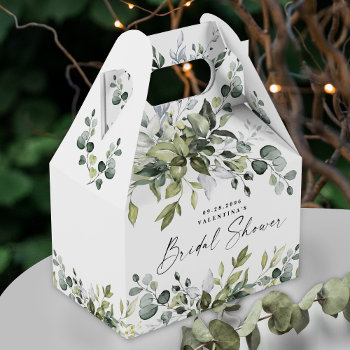 Bridal Shower Greenery Elegant Leafy Watercolor Favor Boxes by RusticWeddings at Zazzle