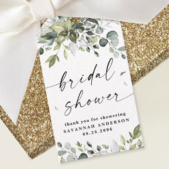Bridal Shower Greenery Elegant Thank You Favor Gift Tags by RusticWeddings at Zazzle