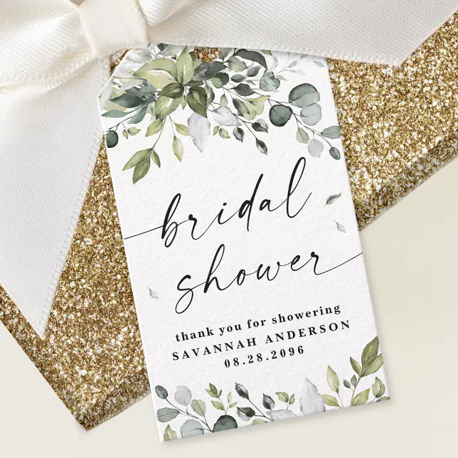 Bridal Shower Greenery Elegant Thank You Favor Gift Tags | Zazzle
