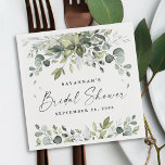 Bridal Shower Greenery Elegant Watercolor Bohemian Napkins<br><div class="desc">Design features elegant watercolor greenery eucalyptus,  olive branches,  and other leafy elements. "Bridal Shower" is printed in a modern stylish font surrounded by a few small falling leaves.</div>