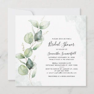 Bridal Shower Greenery Eucalyptus Blush Invitation