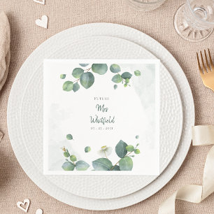 Bridal Shower Greenery Eucalyptus Future Mrs Paper Napkins