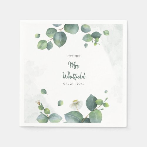 Bridal Shower Greenery Eucalyptus Future Mrs Paper Napkins