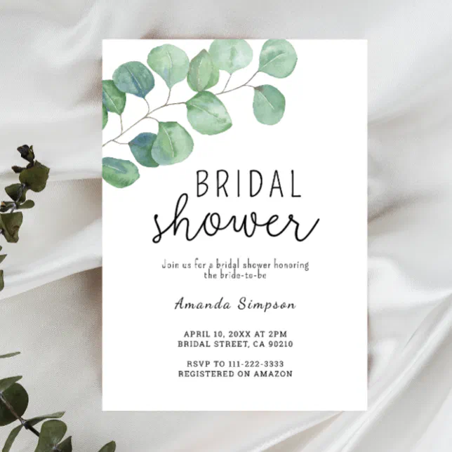Bridal Shower Greenery Eucalyptus Invitation Zazzle