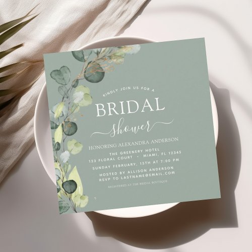 Bridal Shower Greenery Eucalyptus Succulent  Invit Invitation