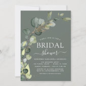 Bridal Shower Greenery Eucalyptus Succulent Invita Invitation (Front)