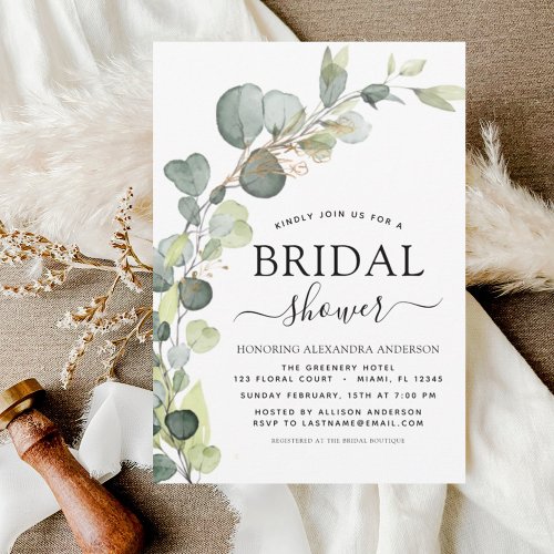 Bridal Shower Greenery Eucalyptus Succulent Invitation