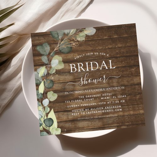 Bridal Shower Greenery Eucalyptus Succulent Invitation