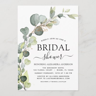 Bridal Shower Greenery Eucalyptus Succulent Invitation