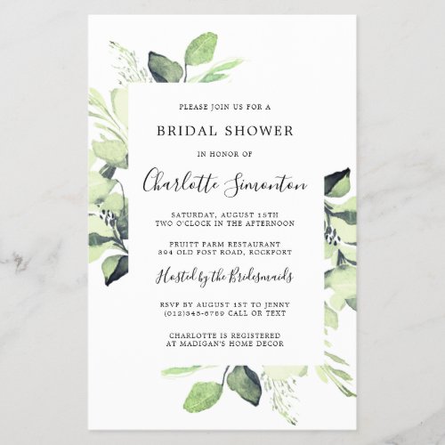 Bridal Shower Greenery Eucalyptus Succulent Invite