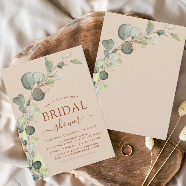 Bridal Shower Greenery Eucalyptus Terracotta Invitation (Creator Uploaded)