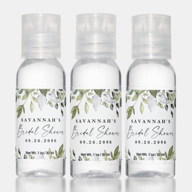 Bridal Shower Greenery Favors Elegant Boho Leaves Hand Sanitizer (Set)