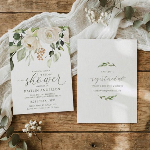 Bridal Shower Greenery Foliage White Watercolor