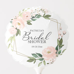 Bridal Shower Greenery Geometric Pink Flowers Balloon