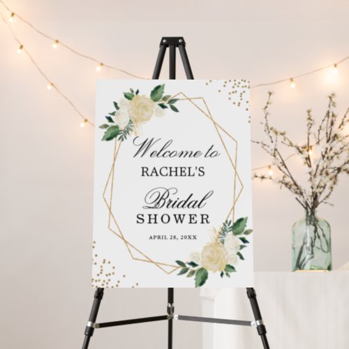 Bridal Shower Greenery Gold Glitters Floral Foam Board