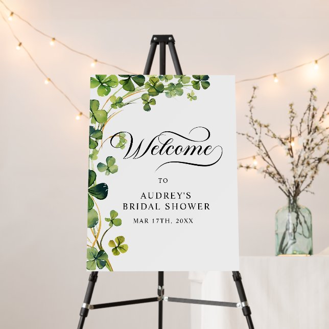  Bridal Shower Greenery Shamrock Welcome Sign (In Situ (Stand))