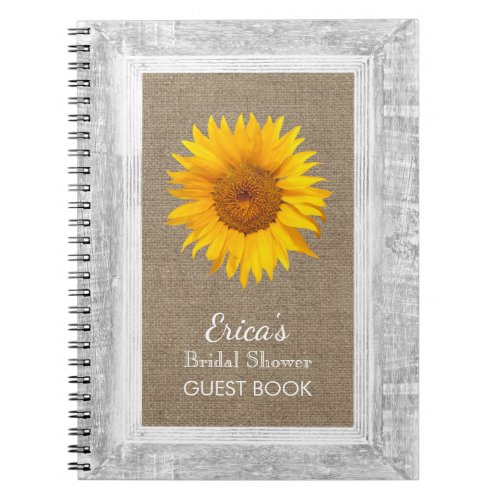 Bridal Shower Guest Book Sunflower Wood Framed