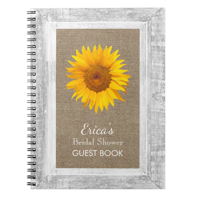 Bridal Shower Guest Book Sunflower Wood Framed Zazzle