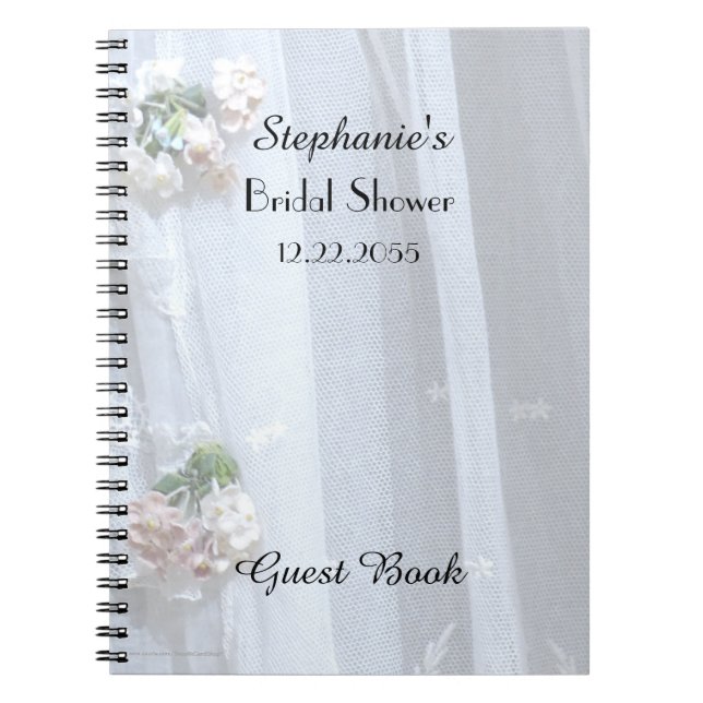 Bridal Shower Guest Book, Vintage Lace Notebook (Front)