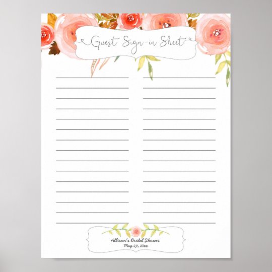 bridal-shower-guest-sign-in-sheet-blush-floral-poster-zazzle