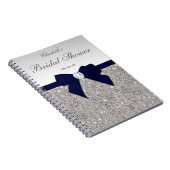Bridal Shower Guestbook Faux Sequins Navy Bow Notebook (Right Side)