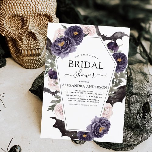 Bridal Shower Halloween Purple Autumn Fall Invitation