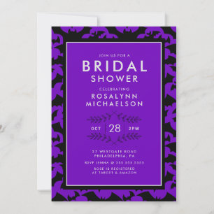 BRIDAL SHOWER   Halloween Purple Bat Pattern Invitation