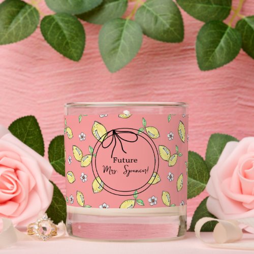 Bridal Shower Hand Drawn Lemon Pattern Scented Candle