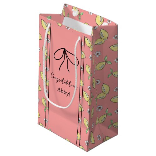 Bridal Shower Hand Drawn Lemon Pattern Small Gift Bag