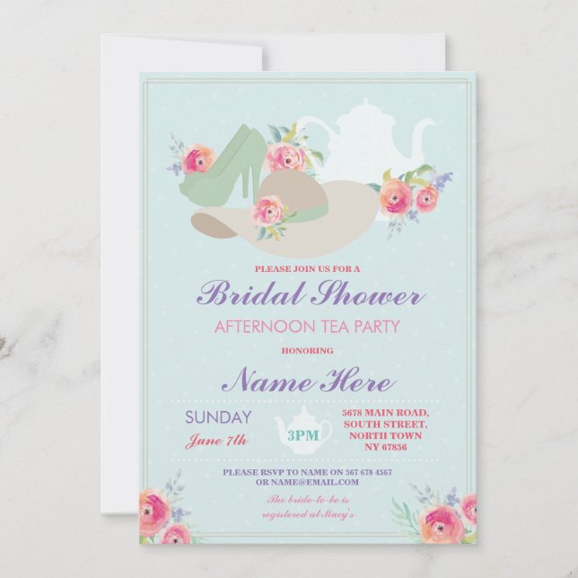 Bridal Shower Hat Shoes Bachelorette Party Invite (Front)