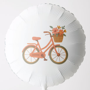 Bridal Shower Helium Balloon, Peach Floral Bicycle Balloon