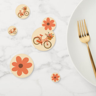 Bridal Shower Helium Balloon, Peach Floral Bicycle Confetti