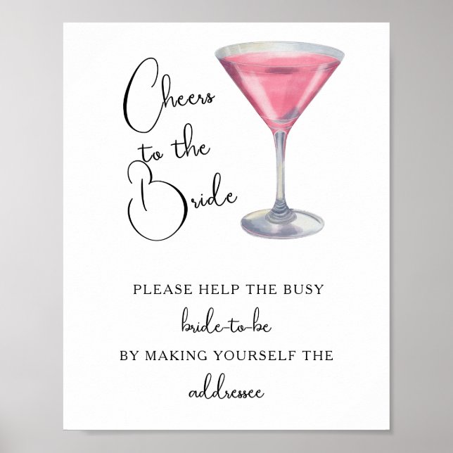  Bridal shower Help the busy bride Address Poster (Front)