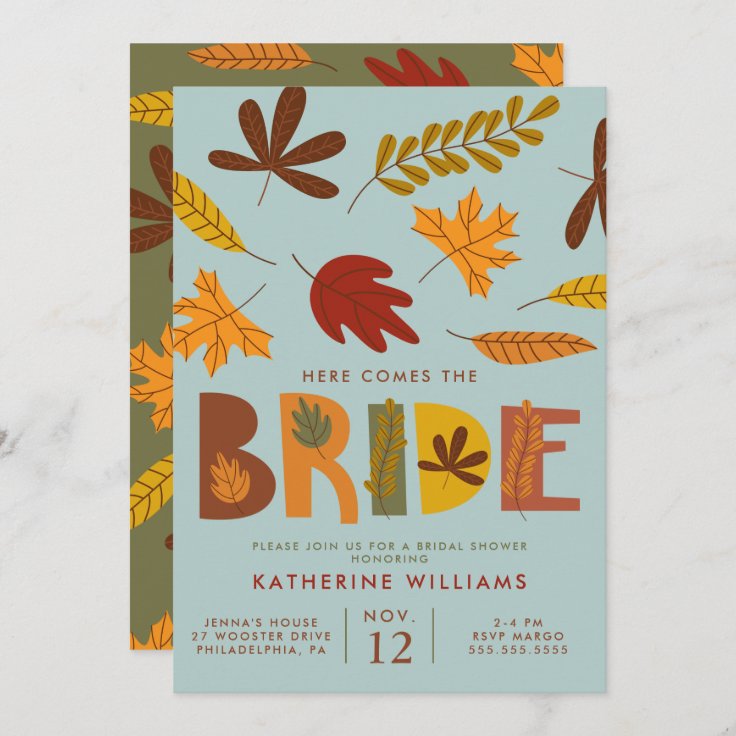 BRIDAL SHOWER | Here Comes The Fall Bride Invitation | Zazzle